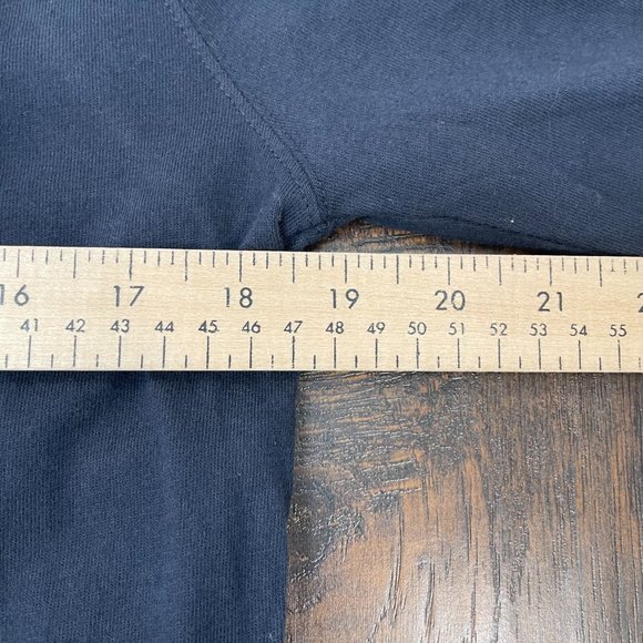 Abercrombie & Fitch Shirt Small Navy Blue Spell-Out Logo Stripe Sleeves Men's - Picture 8 of 12